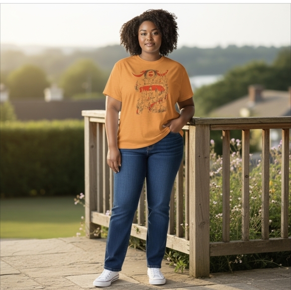 NEW- Graphic Print Men's Shirt - Orange - Picture 2 of 7